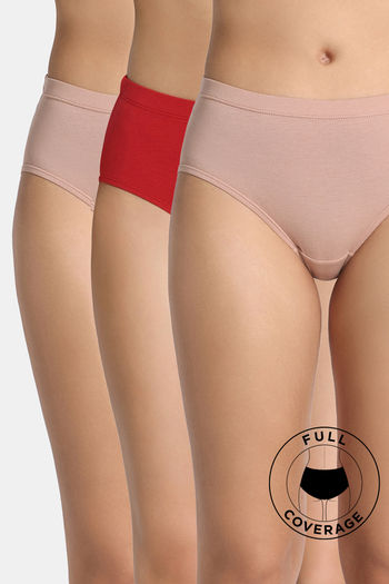 Buy Zivame Medium Rise Full Coverage Hipster Panty (Pack of 3) - Multicolor